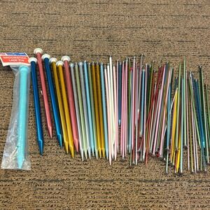 Vintage Aluminum Knitting Needle Large Lot Boye Broomstick LacePinAssortedColors